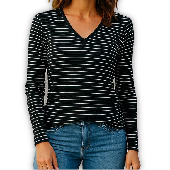 Lauren Ralph Lauren Knit Top Metallic Stripe Pullover XL - Picture 1 of 10